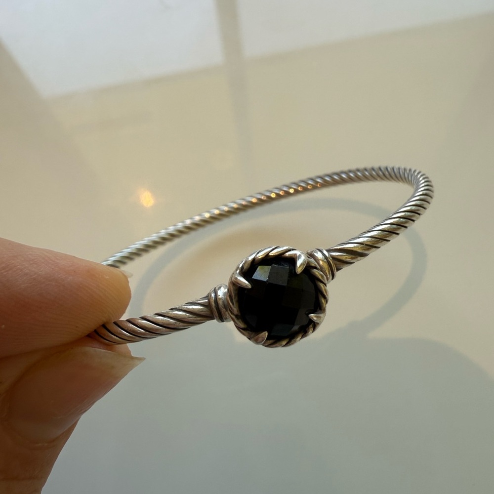 David Yurman Silver and Black Cable Chatelaine Bracelet